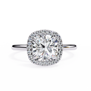Cushion Cut Halo Lab Created Diamond Engagement Ring