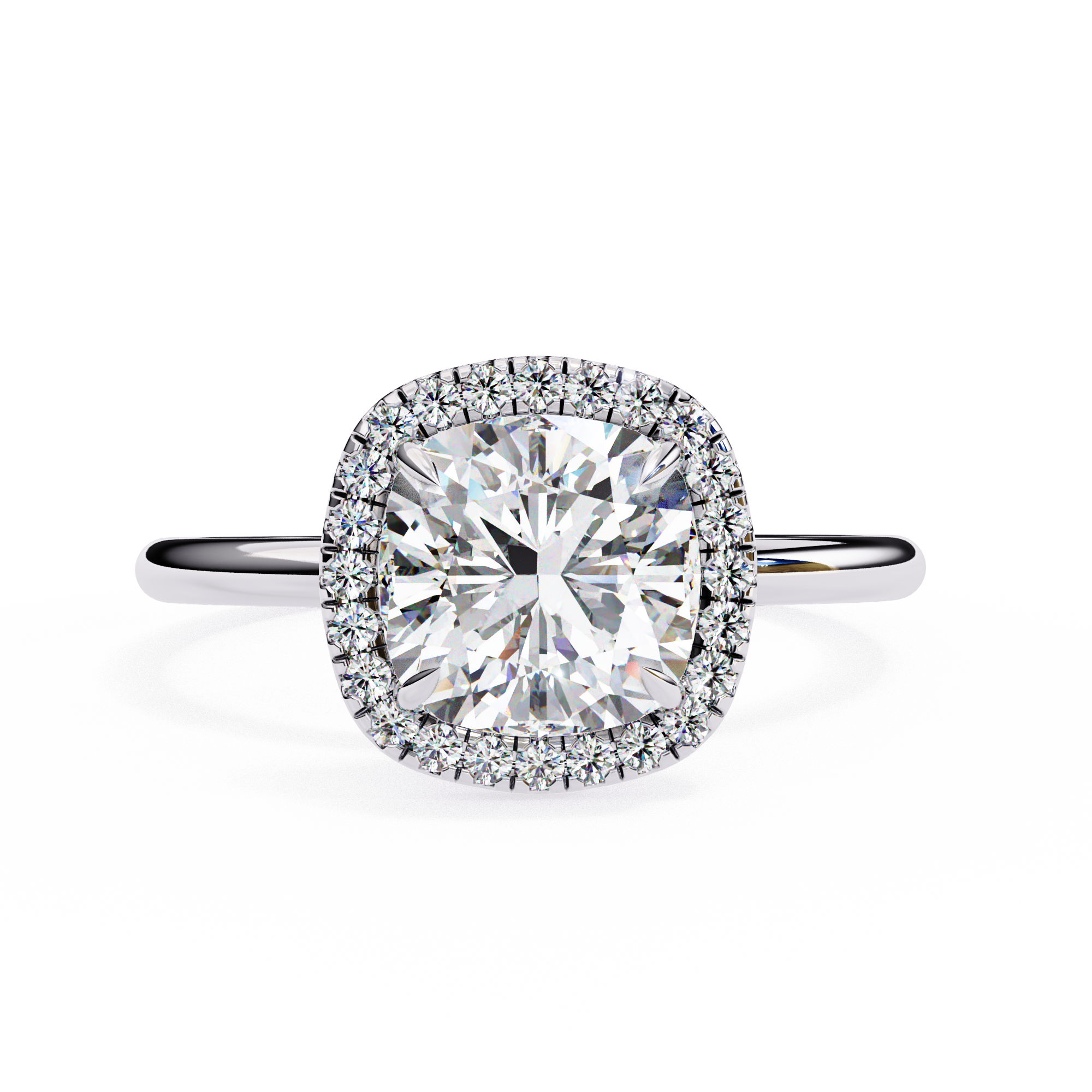 Cushion Cut Halo Lab Created Diamond Engagement Ring