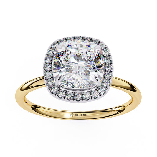 Cushion Cut Halo Lab Created Diamond Engagement Ring