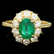 2.80 Carat Emerald Halo Prong Gemostone Ring