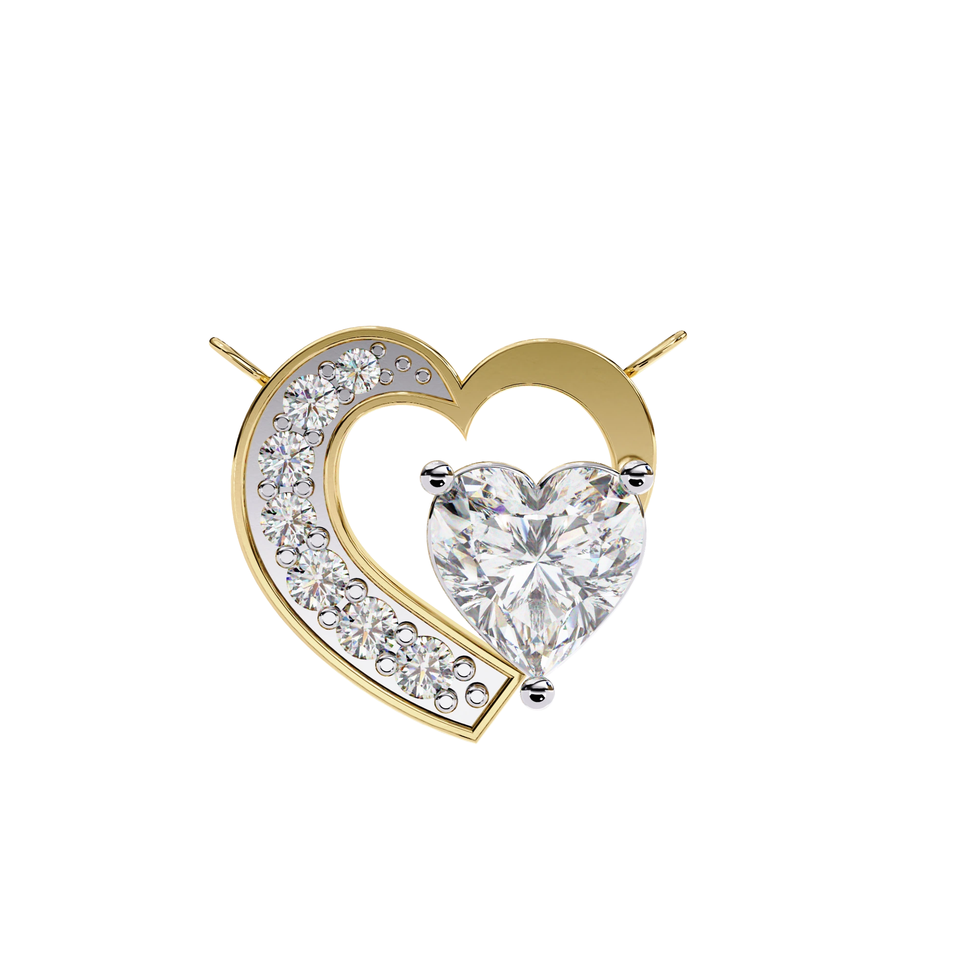1 CT Heart Cut Lab Diamond Necklace In Pave Prong Setting