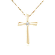 0.80 Carat Round Shape Cross Lab Diamond Pendent 18K Yellow Gold Natural Diamond
