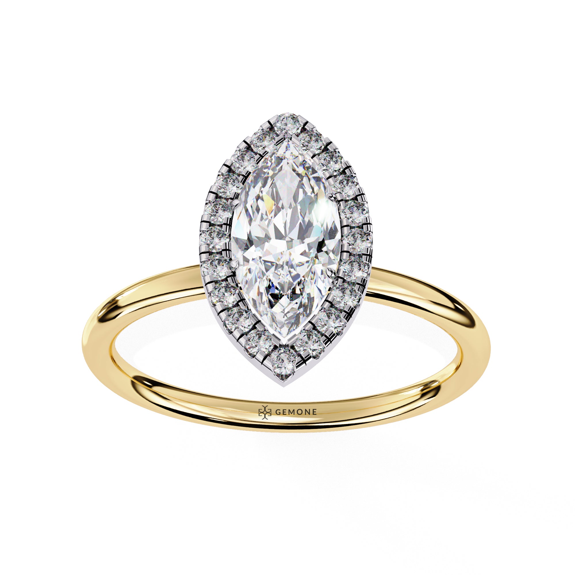 1.20 Carat Marquise Cut Halo Lab Diamond Engagement Ring