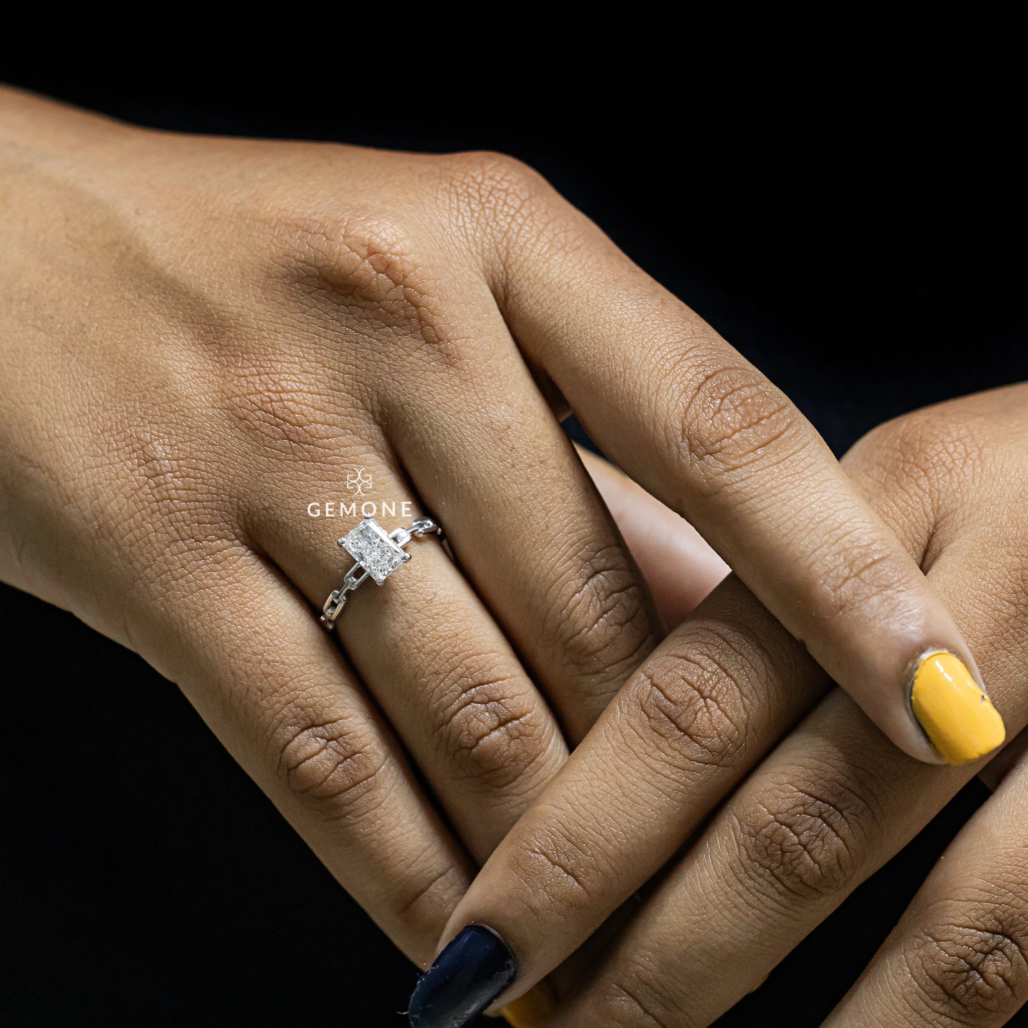 1 Carat Radiant Cut Lab Grown Diamond Cuban Link Ring