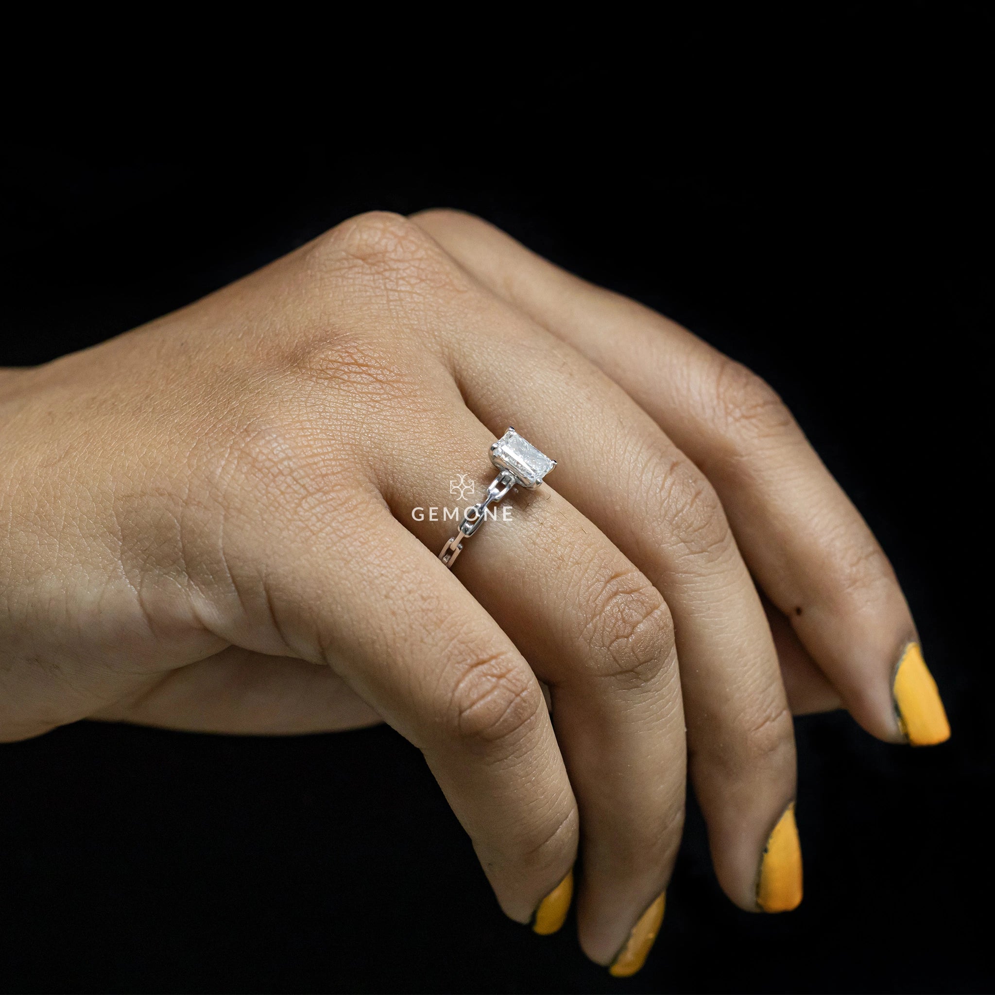 1 Carat Radiant Cut Lab Grown Diamond Cuban Link Ring