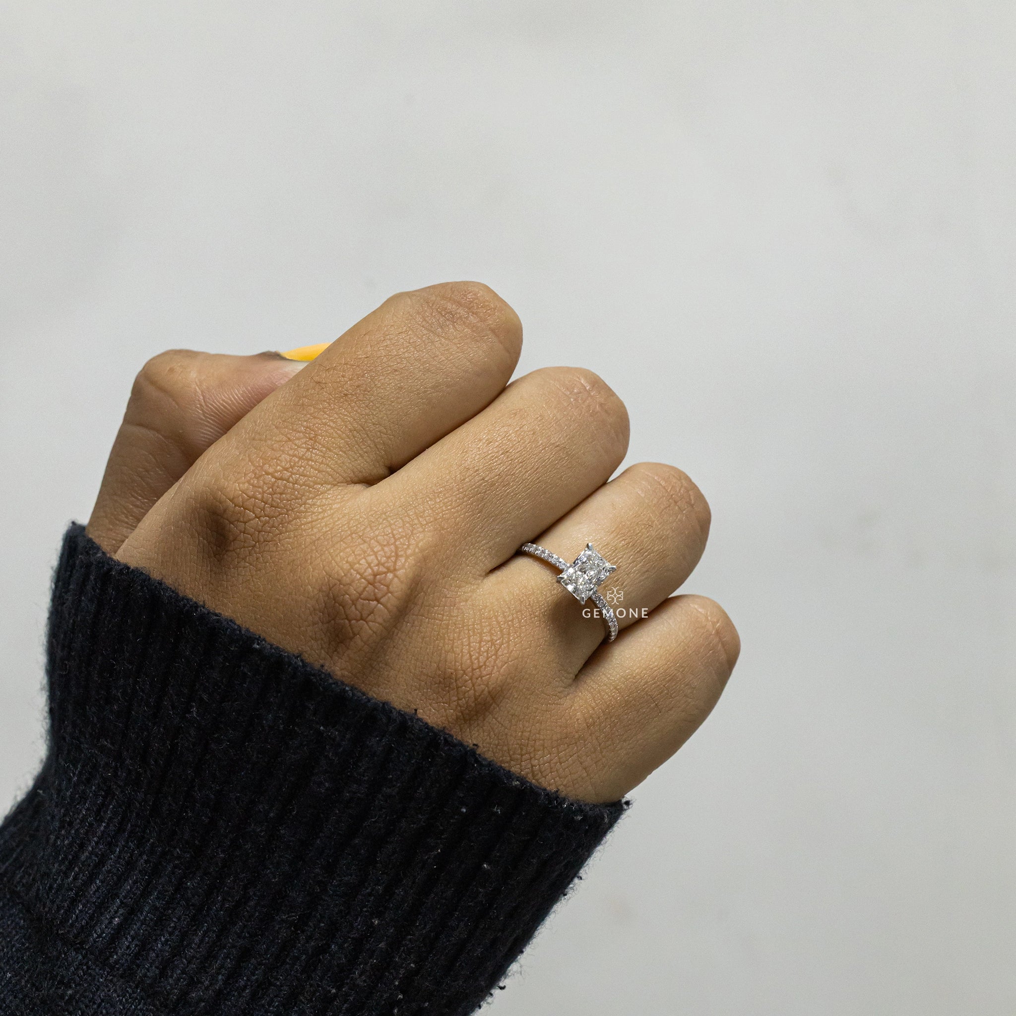 1.20 Carat Radiant Cut Lab Grown Diamonds Ring With Accents