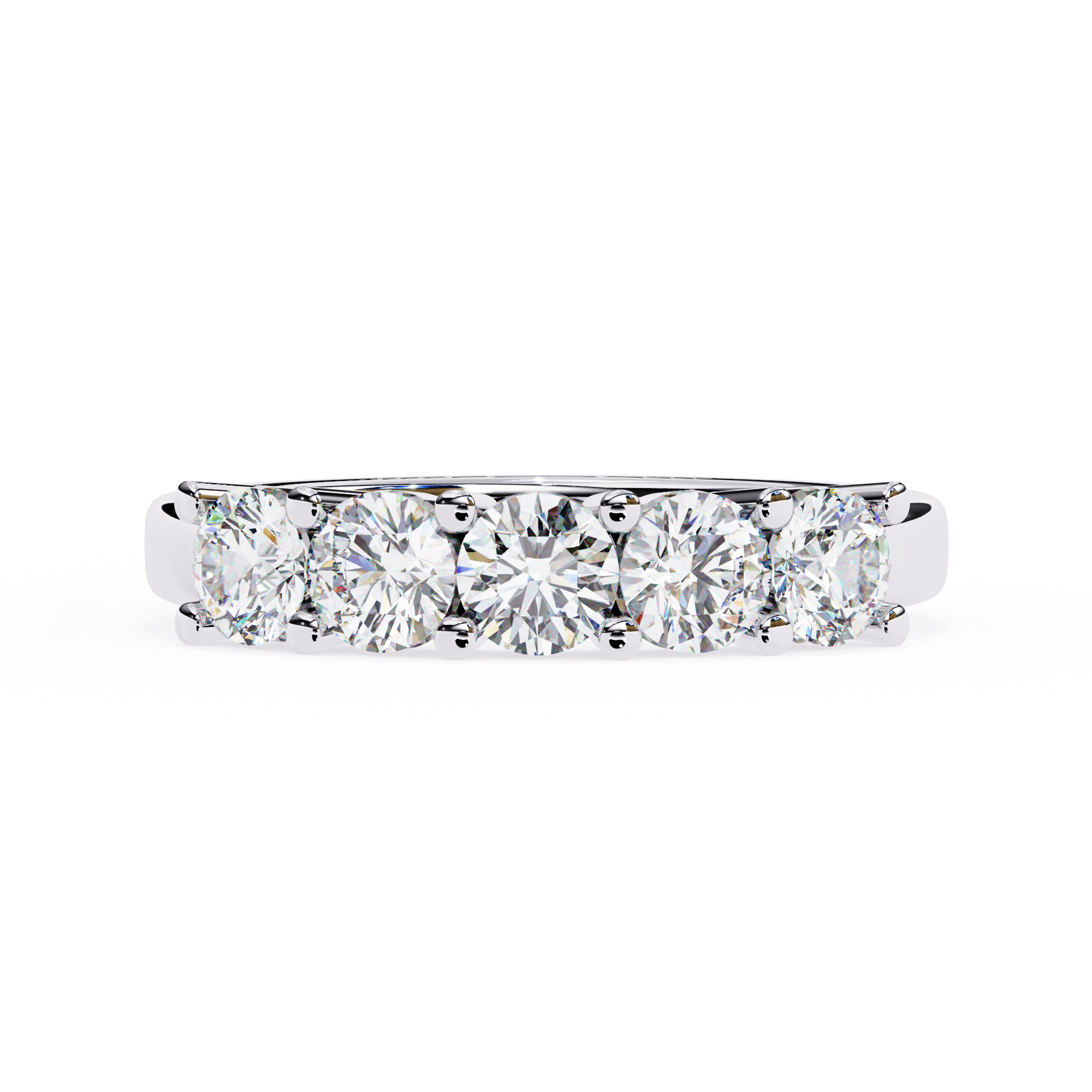 1 Carat Round Cut 5 Stone Diamond Wedding Band In White Gold 950 Platinum Natural Diamond Eternity Wedding Rings