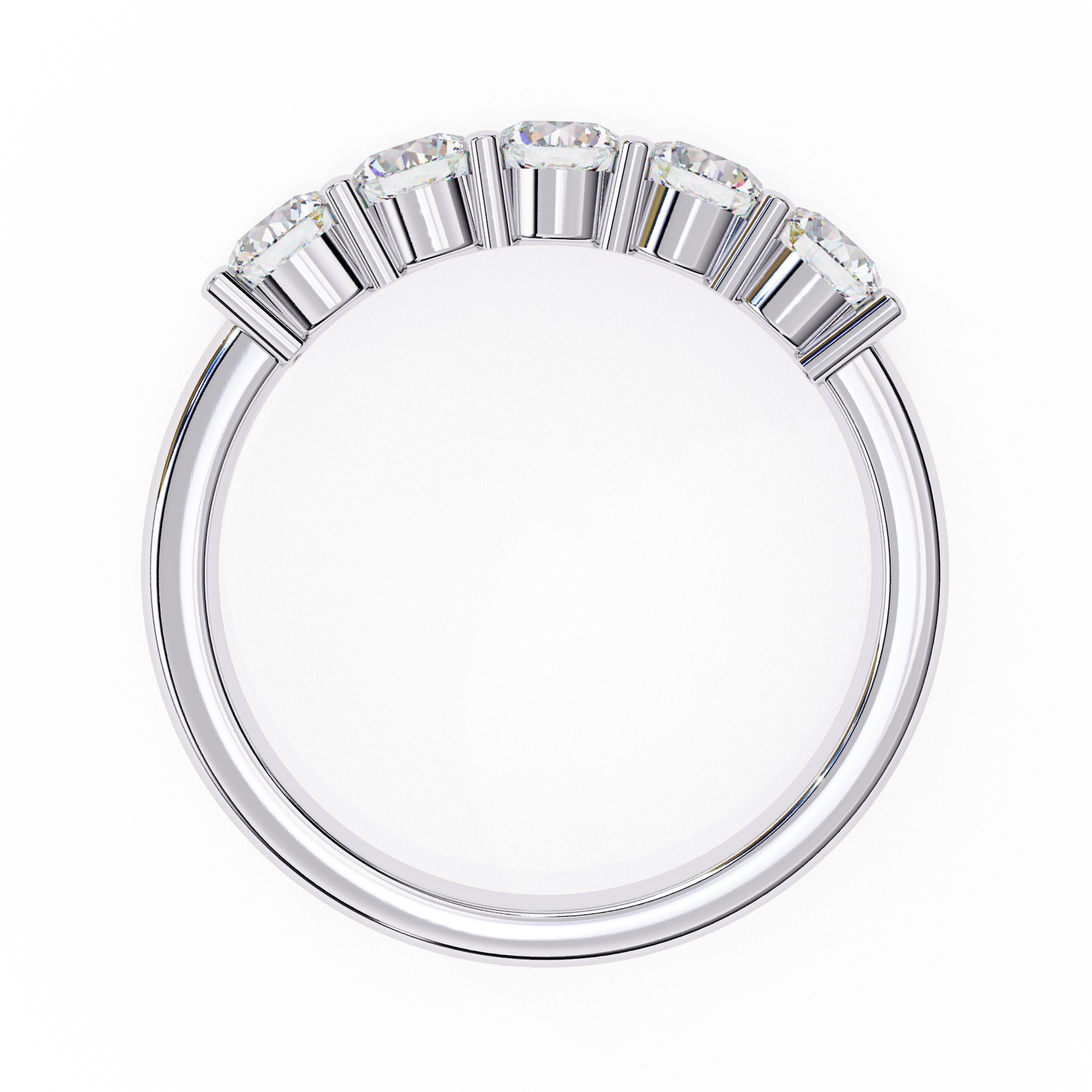 1 Carat Round Cut 5 Stone Diamond Wedding Band In White Gold Eternity Wedding Rings