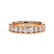 1 Carat Round Cut Half Eternity Diamond Wedding Band In Rose Gold 18K Rose Gold Natural Diamond