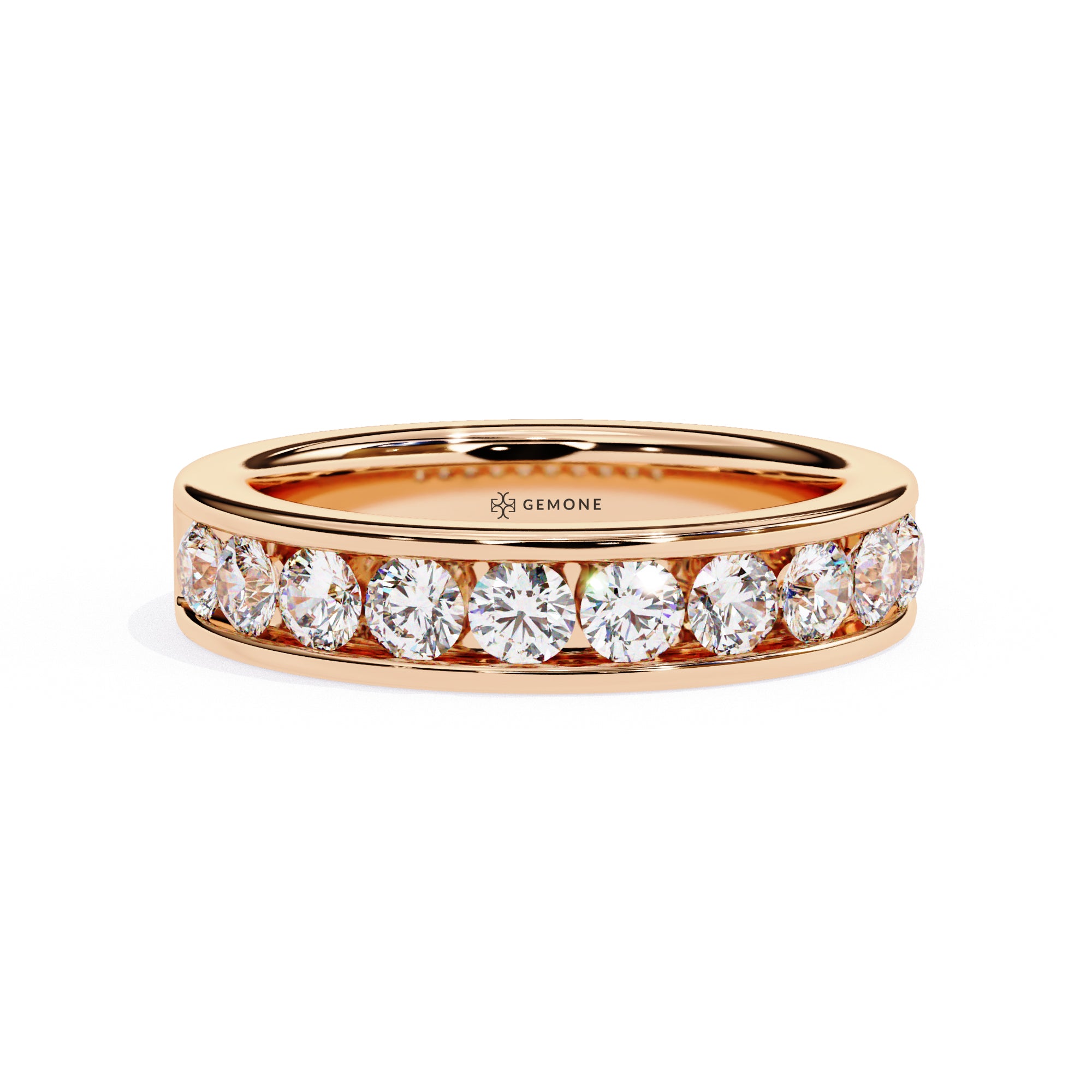 1 Carat Round Cut Half Eternity Diamond Wedding Band In Rose Gold 18K Rose Gold Natural Diamond