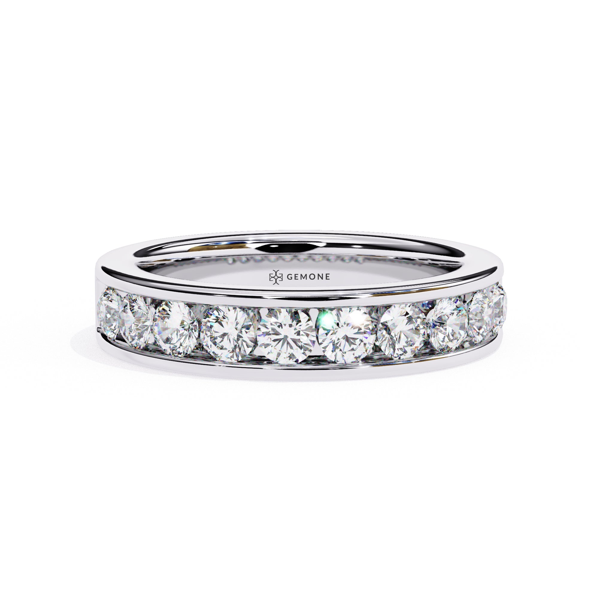 1 Carat Round Cut Half Eternity Diamond Wedding Band In Rose Gold 950 Platinum Natural Diamond