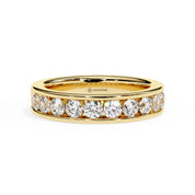 1 Carat Round Cut Half Eternity Diamond Wedding Band In Rose Gold 18K Yellow Gold Natural Diamond