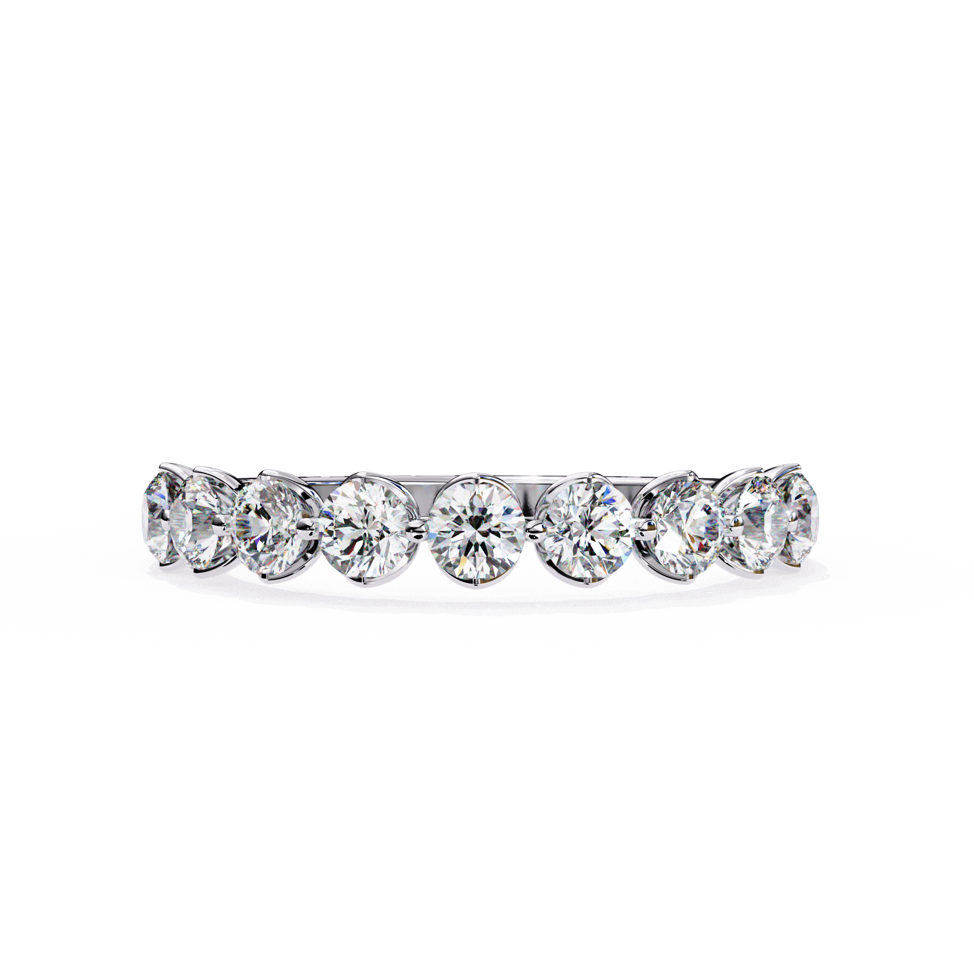 1 Carat Round Cut Half Eternity Diamond Wedding Band In Rose Gold 950 Platinum Natural Diamond