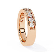 1 Carat Round Cut Half Eternity Diamond Wedding Band In Rose Gold