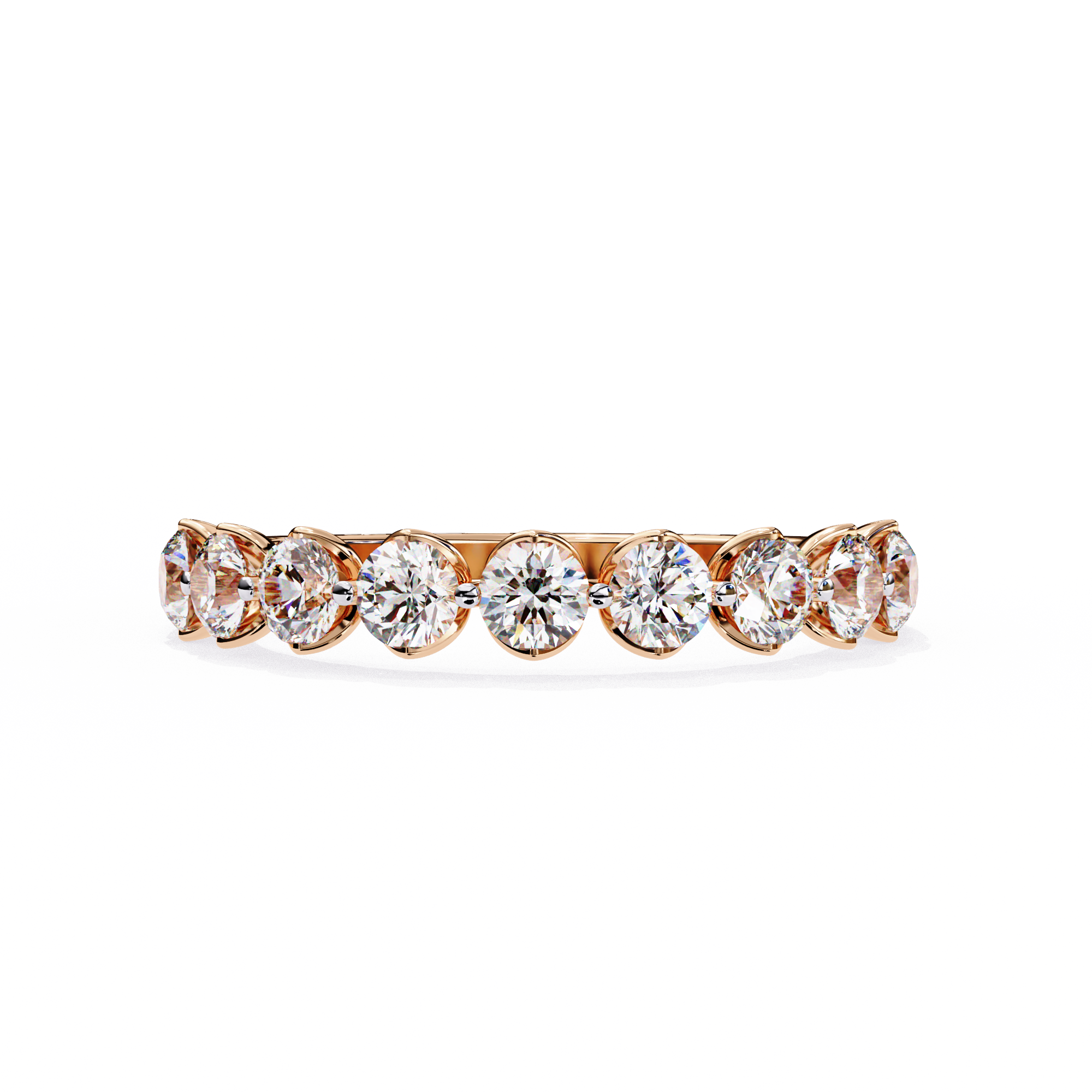 1 Carat Round Cut Half Eternity Diamond Wedding Band In Rose Gold 18K Rose Gold Natural Diamond