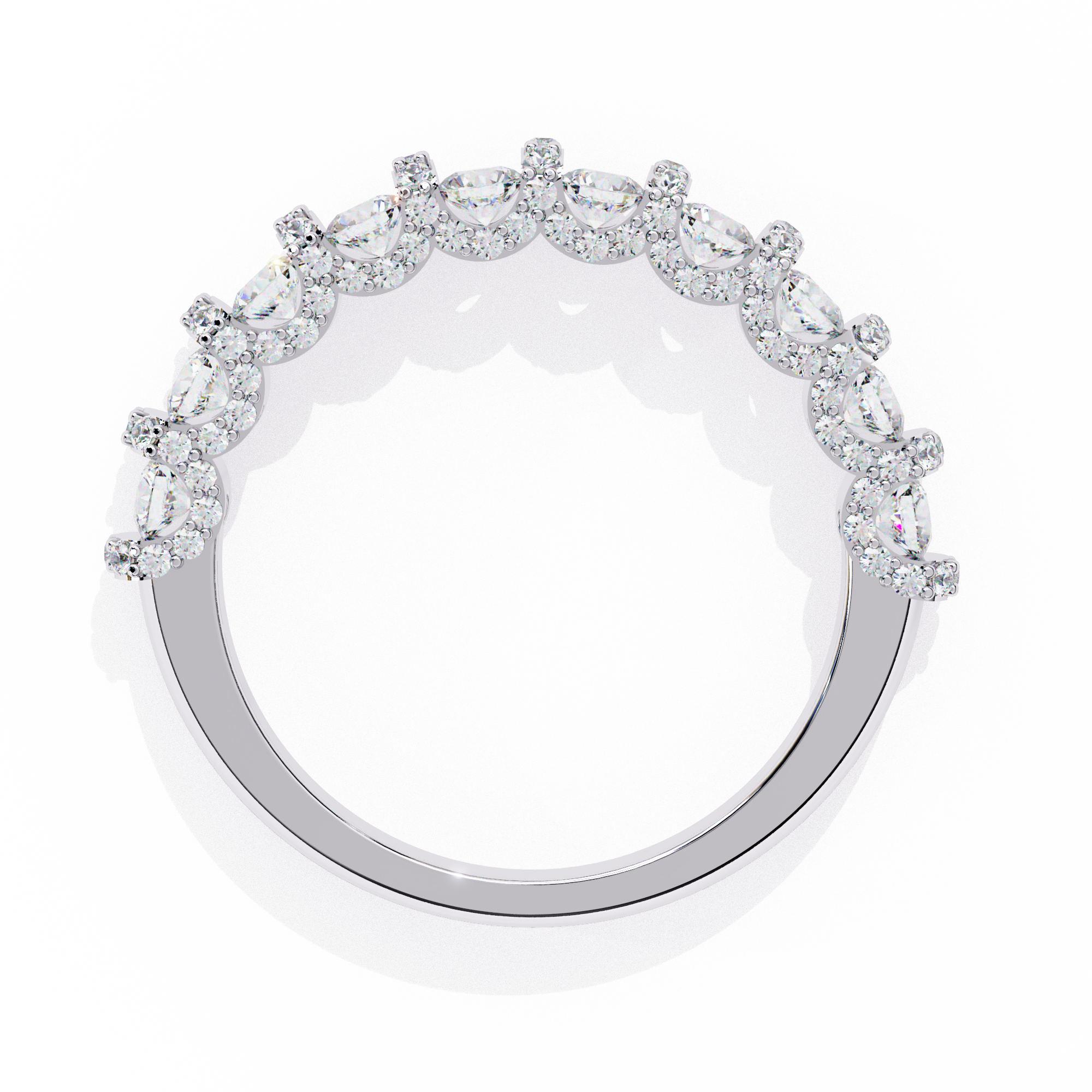 1 Carat Round Shape Half Eternity Diamond Wedding Band In White Gold Diamond Wedding Bands