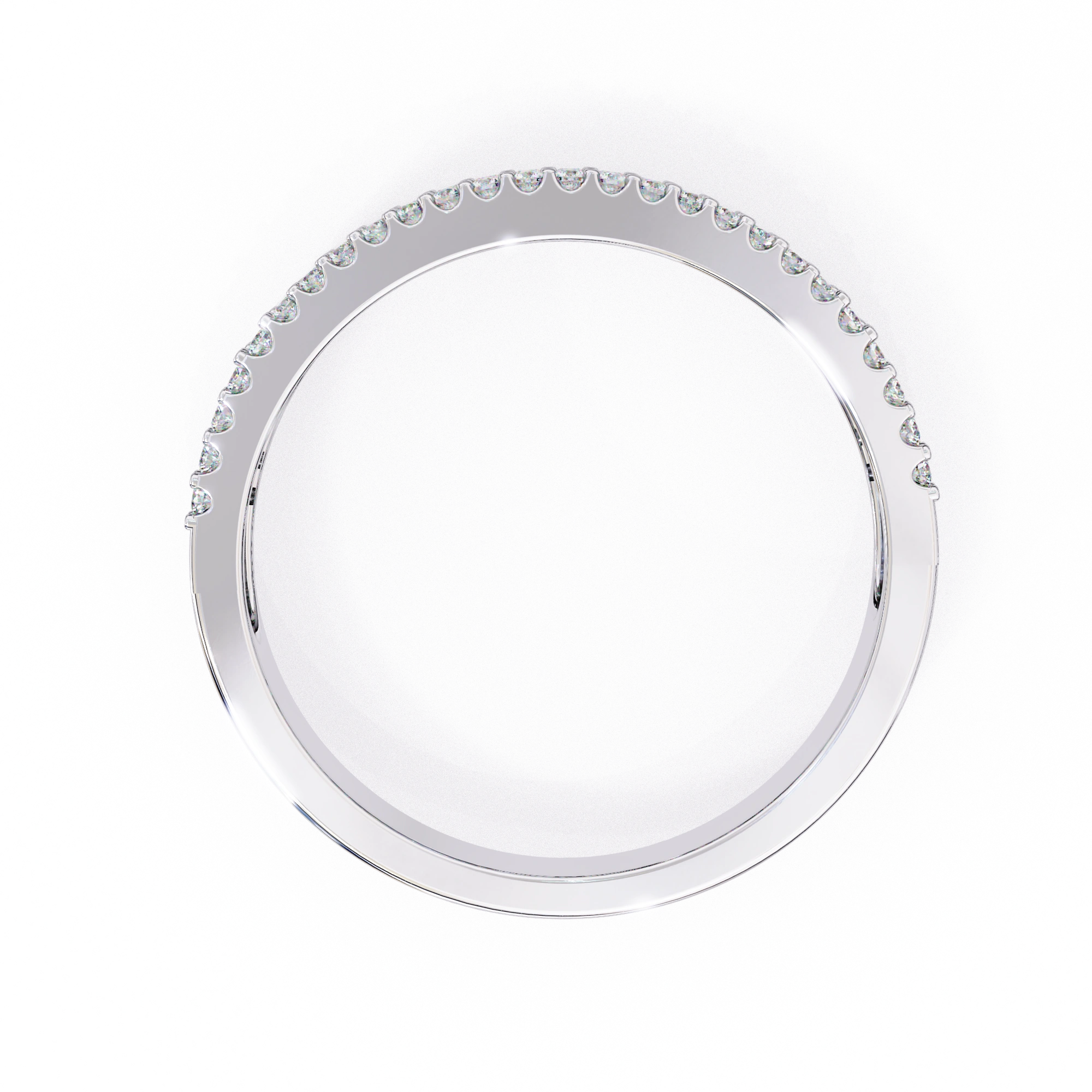 Side view of 1.00ct baguette lab diamond wedding band in white gold showing profile and setting detail.