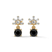 0.82 Ct Black Diamond Drop Earrings In Rose Gold 18K Yellow Gold