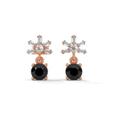 0.82 Ct Black Diamond Drop Earrings In Rose Gold