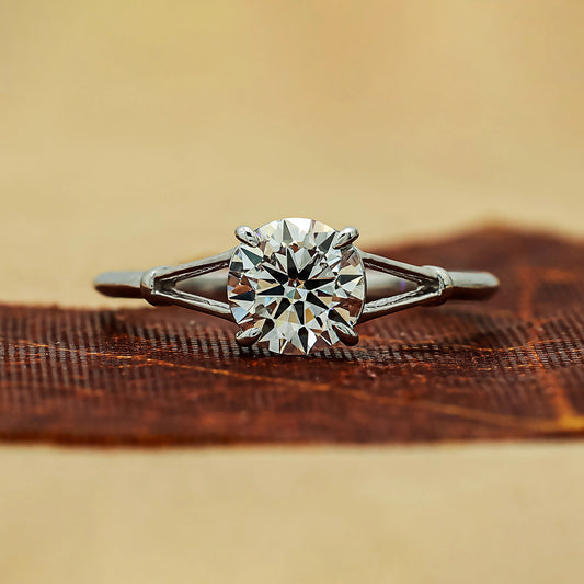 1 Ct Round Split Shank Lab Diamond Ring