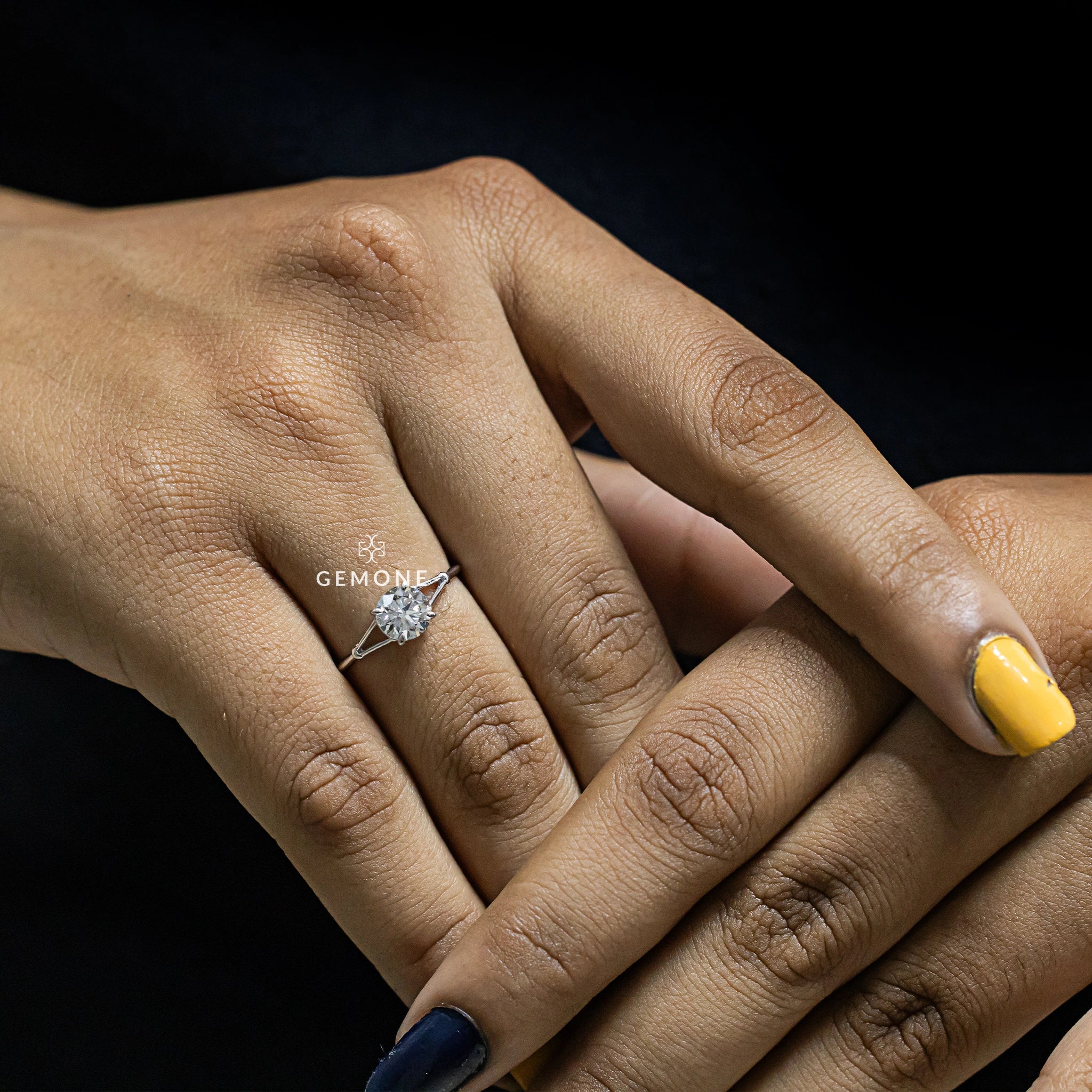 1 Ct Round Split Shank Lab Diamond Ring