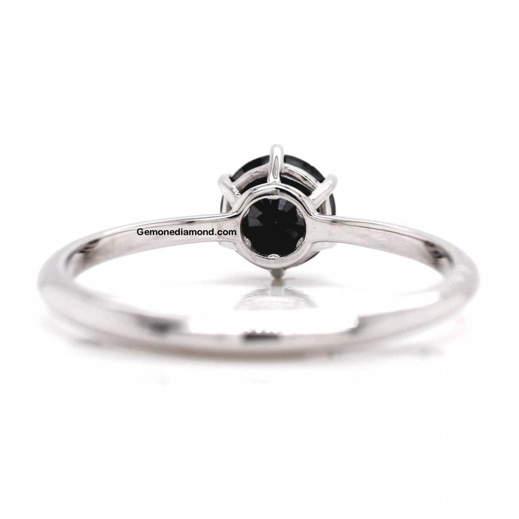 1 Carat Round Cut 6 Prong Solitaire Black Diamond Engagement Ring Solitaire Engagement Rings