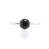 1 Carat Round Cut 6 Prong Solitaire Black Diamond Engagement Ring