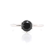 1 Carat Round Cut 6 Prong Solitaire Black Diamond Engagement Ring Solitaire Engagement Rings