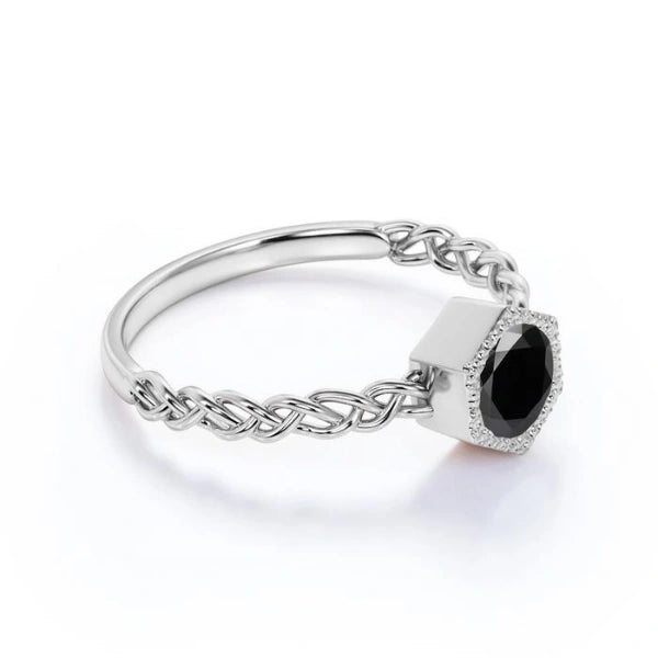 1.01 Carat Bezel Set Round Cut Solitaire Black Diamond Engagement Ring Solitaire Engagement Rings