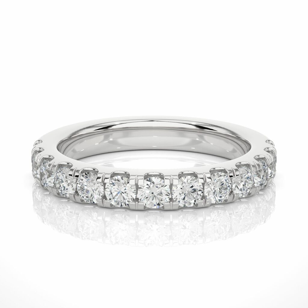 1 Ct 3mm Prong Setting Lab Diamond Eternity Band In White Gold White