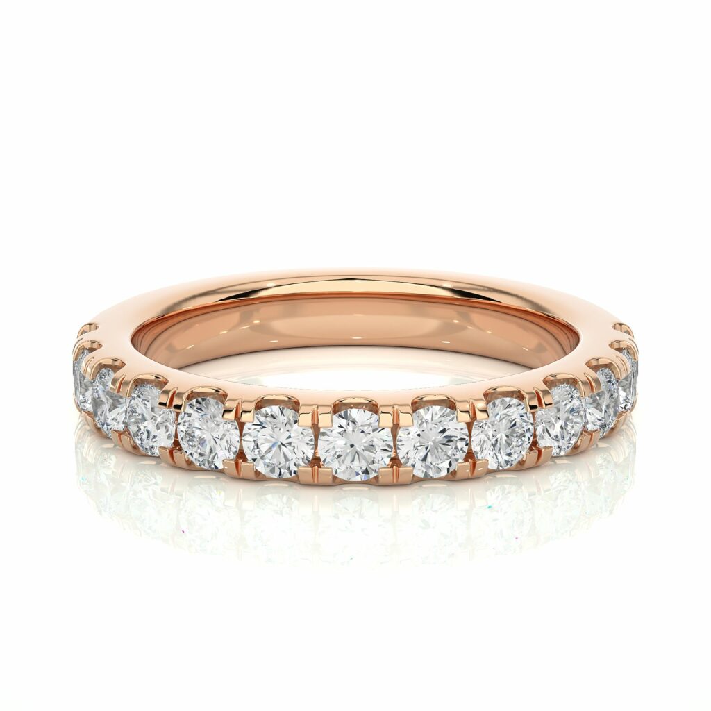 1.40 CT Round Prong Setting Diamond Eternity Band 18K Rose Gold Natural Diamond