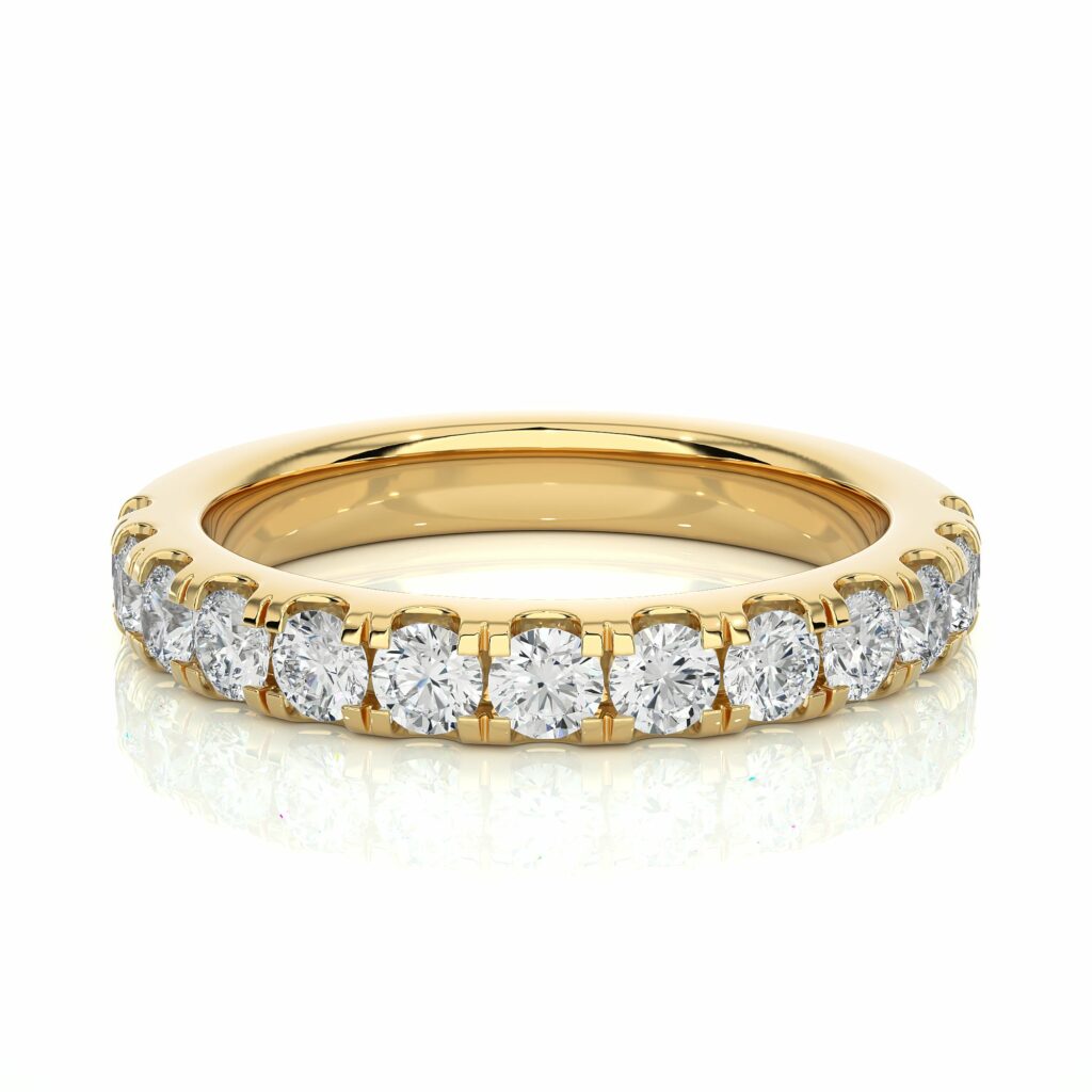 1 Ct Round Cut Prong Setting Diamond Eternity Band In Rose Gold Yellow