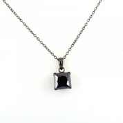 3 Ct Princess Cut Diamond Solitaire Prong Set Black Diamond Pendent 950 Platinum