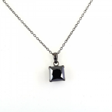 3 Ct Princess Cut Diamond Solitaire Prong Set Black Diamond Pendent