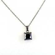 3 Ct Princess Cut Diamond Solitaire Prong Set Black Diamond Pendent