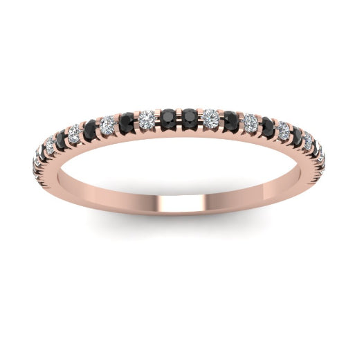 0.60 Carat Round Cut Diamond Bar Setting Black And White Diamond Half Eternity Ring