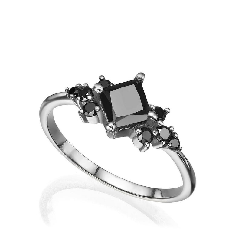 2 Ct Princess Cut Black Diamond Engagement Ring Black Diamond Engagement Ring