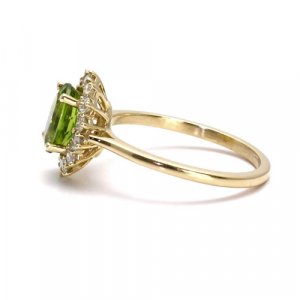 4.28 Carat Oval Shape Halo Peridot Gemstone Ring