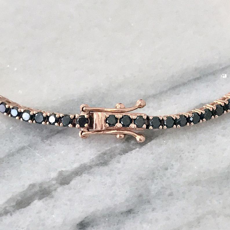 2.50 Ct Black Diamond Tennis Bracelet In Rose Gold