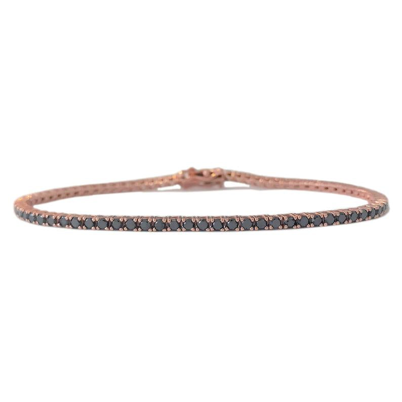 2.50 Ct Black Diamond Tennis Bracelet In Rose Gold