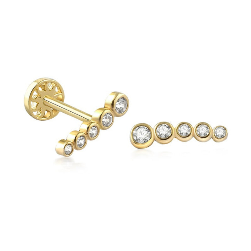 0.40 Ct Bezel Setting Diamond Stud Earrings In Rose Gold 18K Yellow Gold Natural Diamond