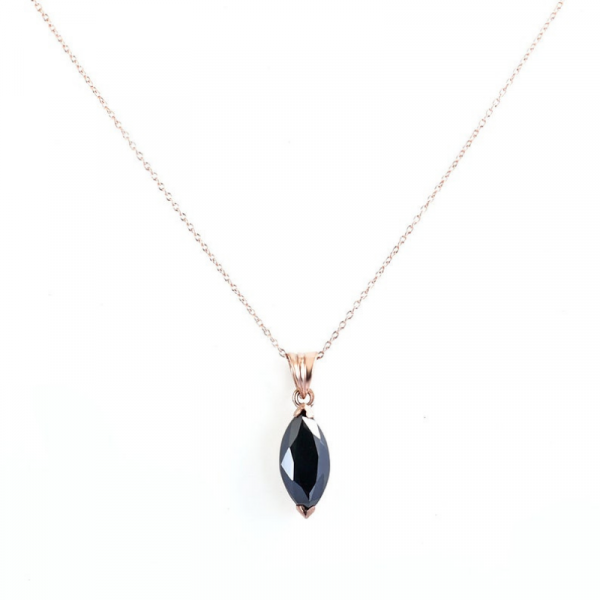 2 Ct Marquise Cut Diamond Solitaire Prong Set Black Diamond Pendant 950 Platinum