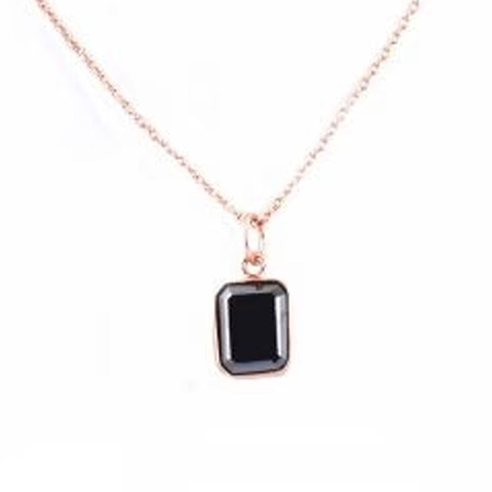 2 Carat Emerald Cut Diamond Solitaire Black Diamond Pendant necklace