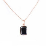 2 Carat Emerald Cut Diamond Solitaire Black Diamond Pendant necklace