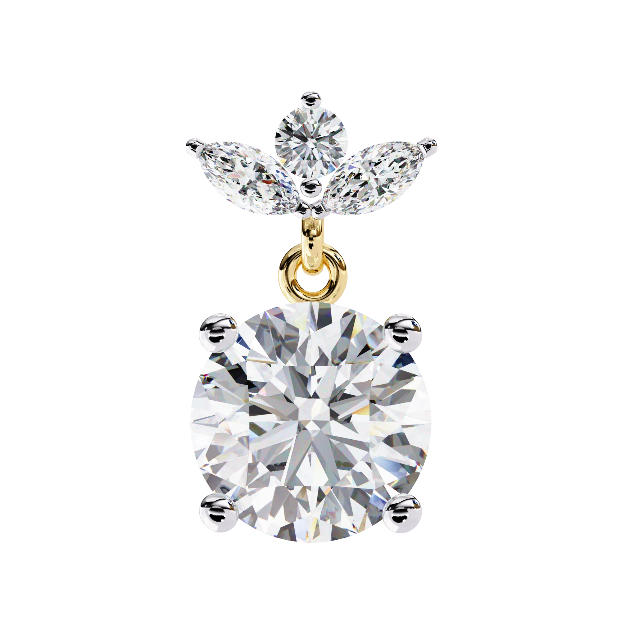 2.04 Carat Diamond Drop Earrings Floral Marquise Dangle Design
