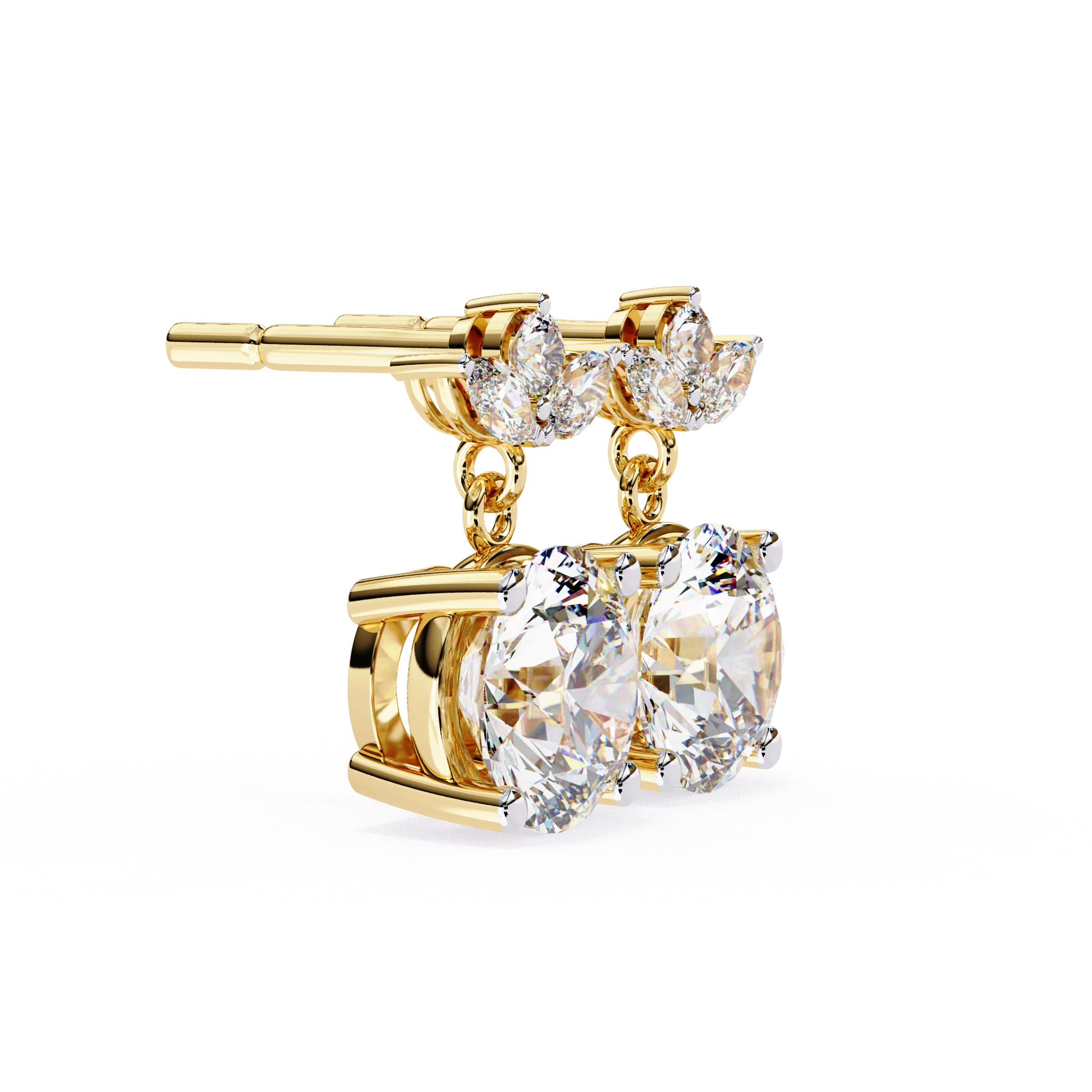 2.04 Carat Diamond Drop Earrings Floral Marquise Dangle Design