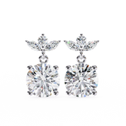 2.04 Carat Diamond Drop Earrings Floral Marquise Dangle Design Lab Diamond