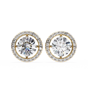 2 Carat Halo Set Diamond Stud Earrings in Platinum with Gold Option Lab Diamond