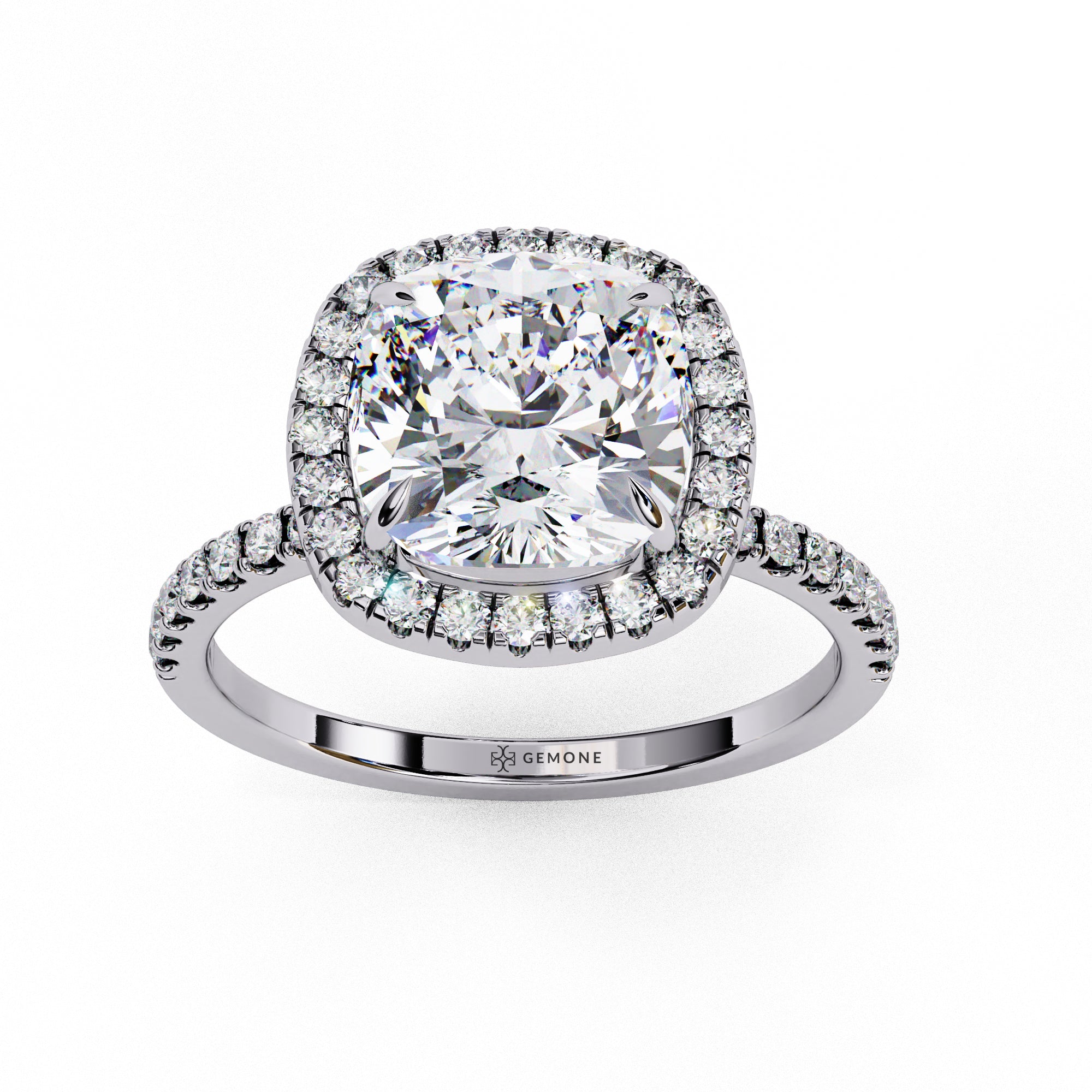 2.38 Carat Cushion Cut Halo Lab Diamond Engagement Ring Promise Engagement Rings