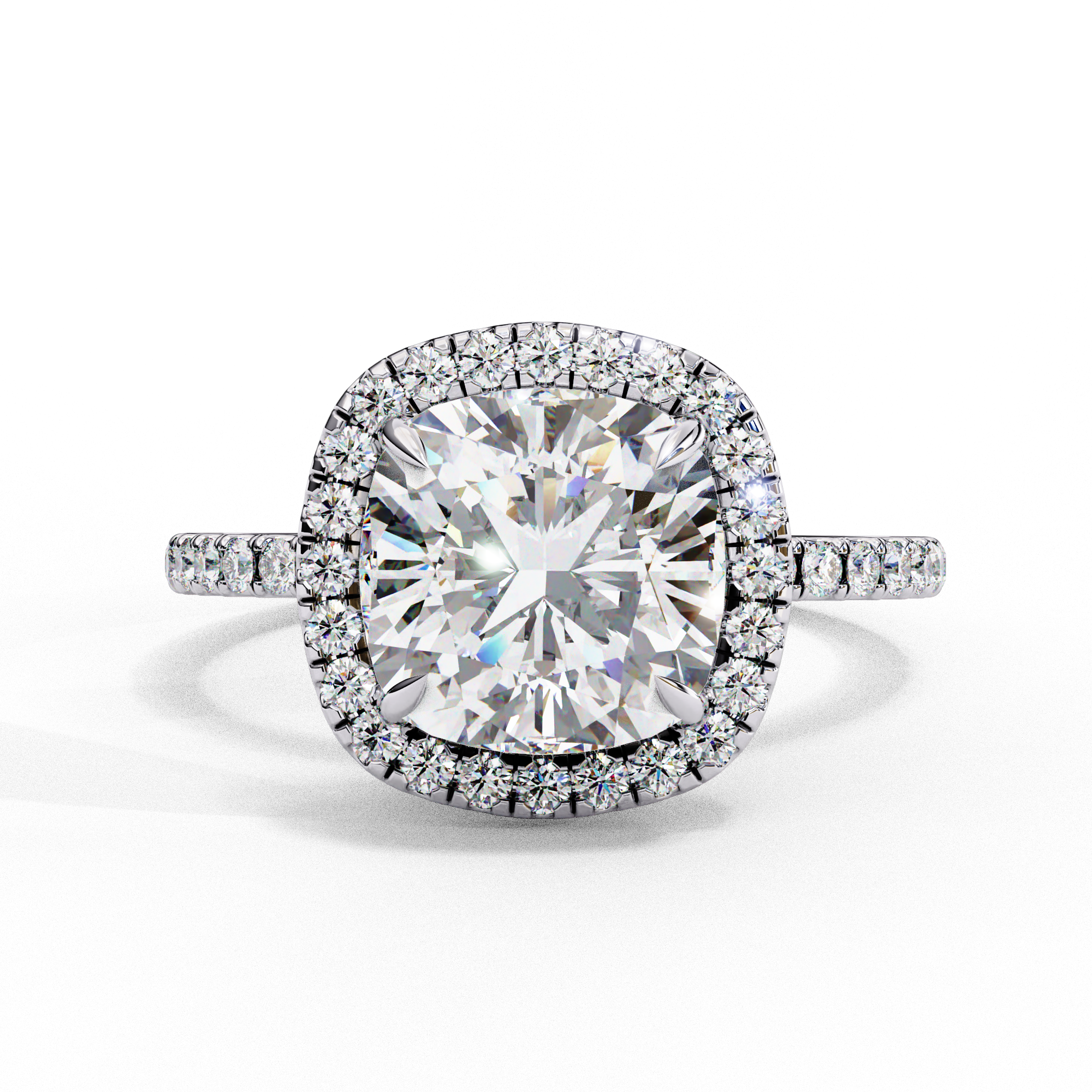 2.38 Carat Cushion Cut Halo Lab Diamond Engagement Ring Promise Engagement Rings